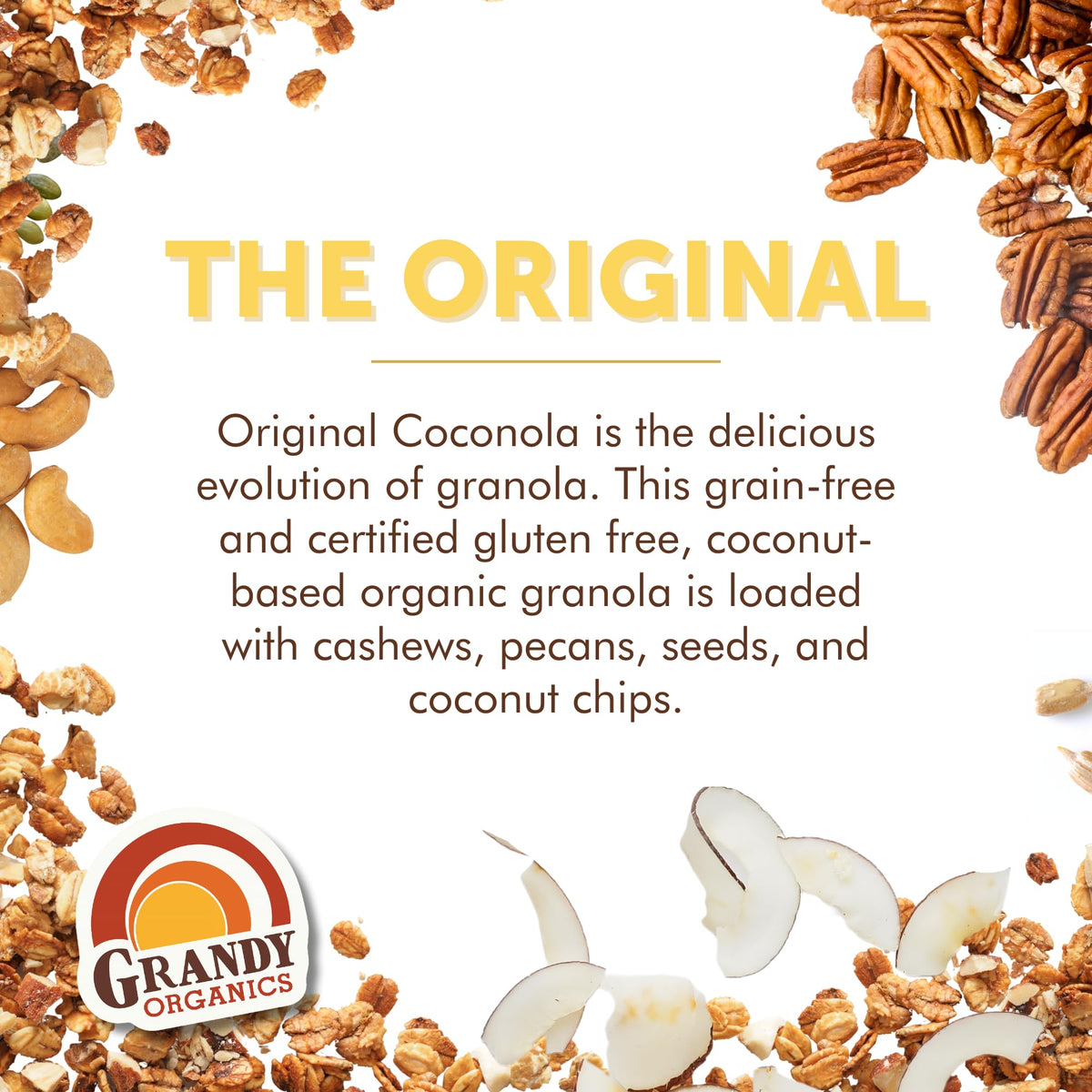 Grandy Organics Original Coconola Granola – Gluten Free, Grain Free, Vegan & Paleo (9oz Pack of 6)