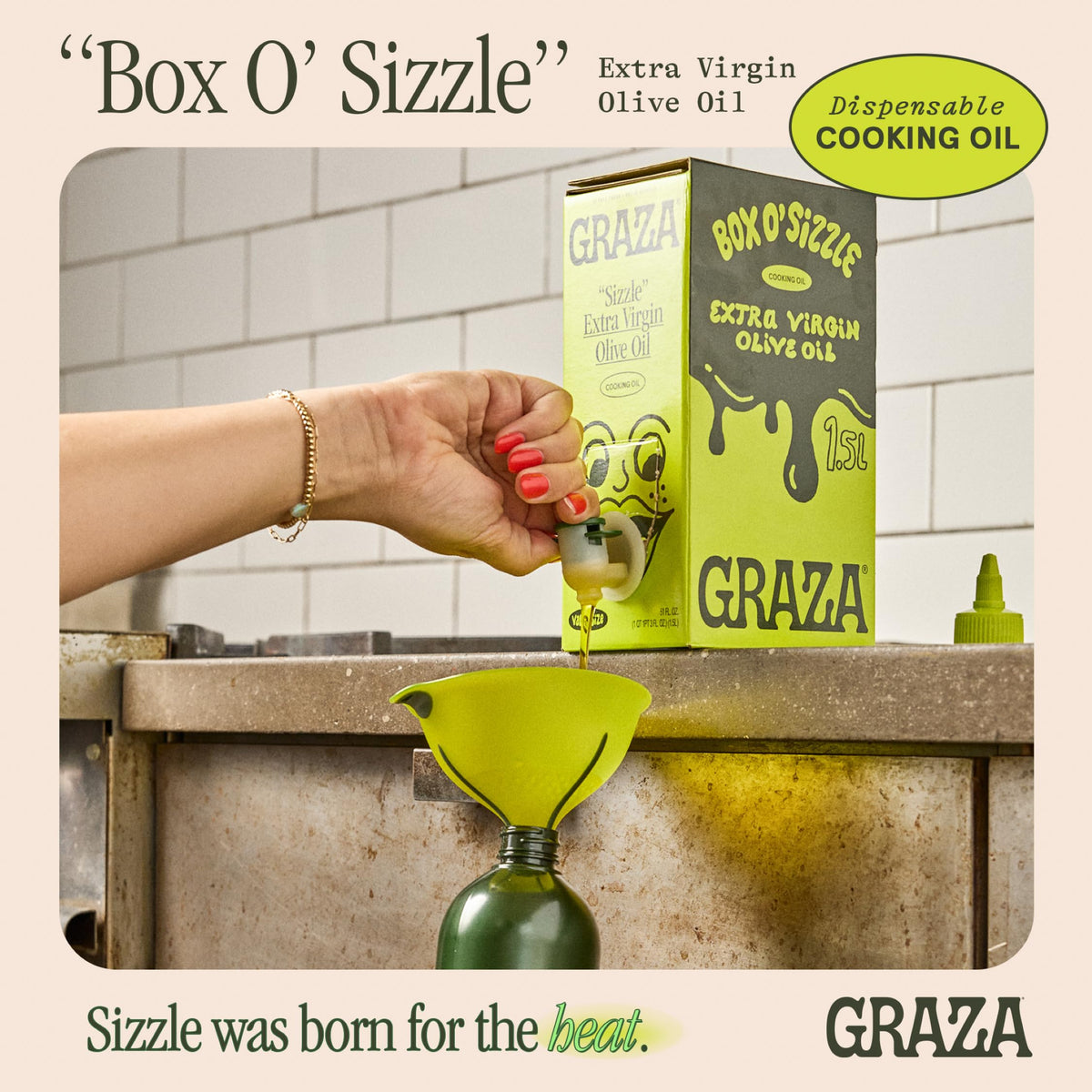 Graza Sizzle Extra Virgin Olive Oil — Peak Harvest High Polyphenol EVOO (51 Fl Oz) | Single Origin Spain