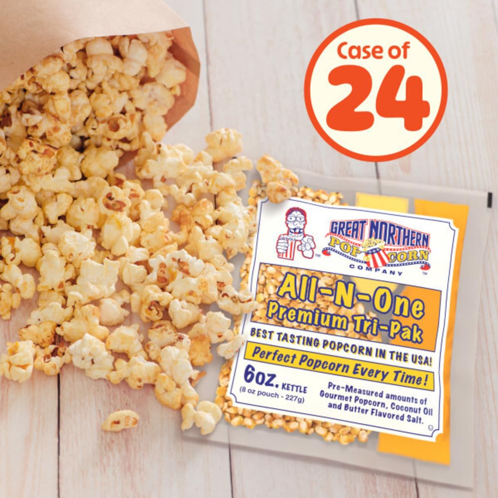 Great Northern Popcorn 6oz Popcorn Packets – All-in-One Kernels, Oil & Salt (24 Pack)