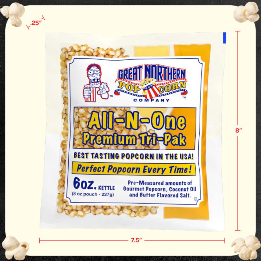 Great Northern Popcorn 6oz Popcorn Packets – All-in-One Kernels, Oil & Salt (24 Pack)