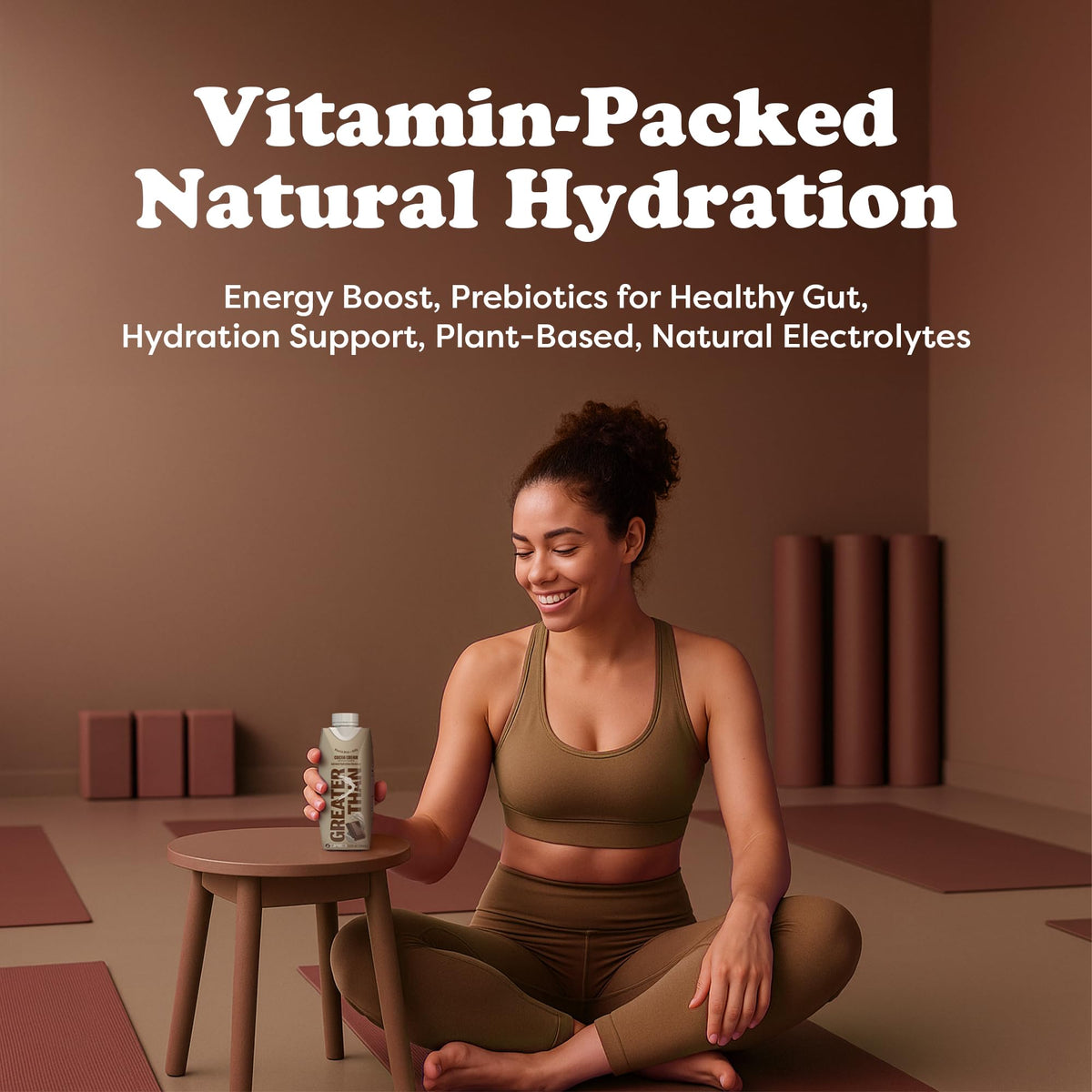 Greater Than Nutrient Hydration Beverage – Plant-Based Electrolyte Drink (Cocoa Cream), 12 Pack