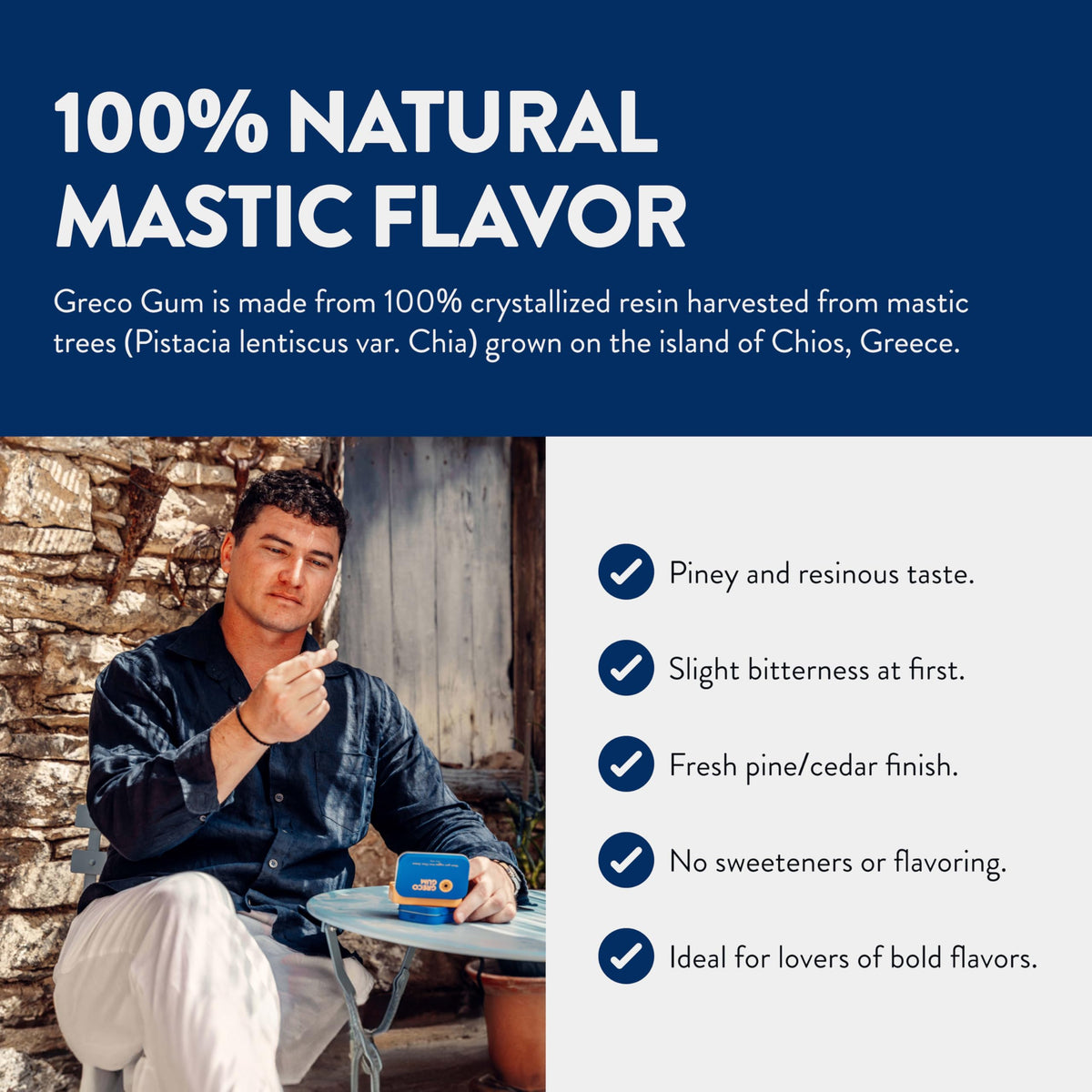 Greco Gum Mastic Gum Nuggets – Large Pieces, Piney Chios Mastiha in Travel Tin