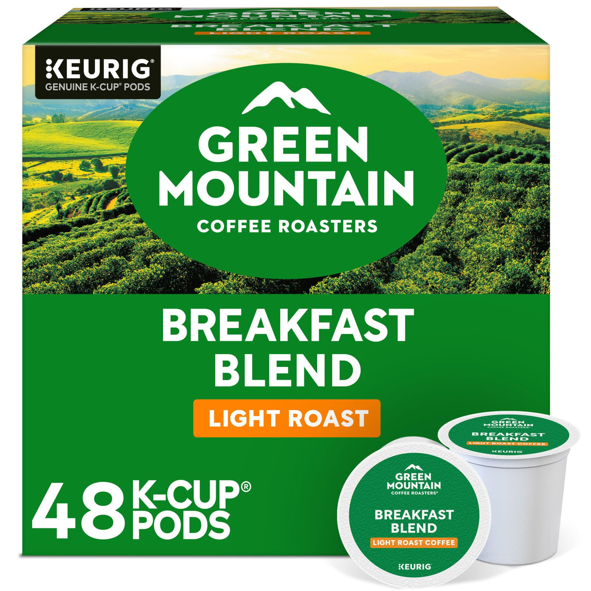 Green Mountain Coffee Roasters Breakfast Blend K-Cup Pods | Light Roast, 48 ct