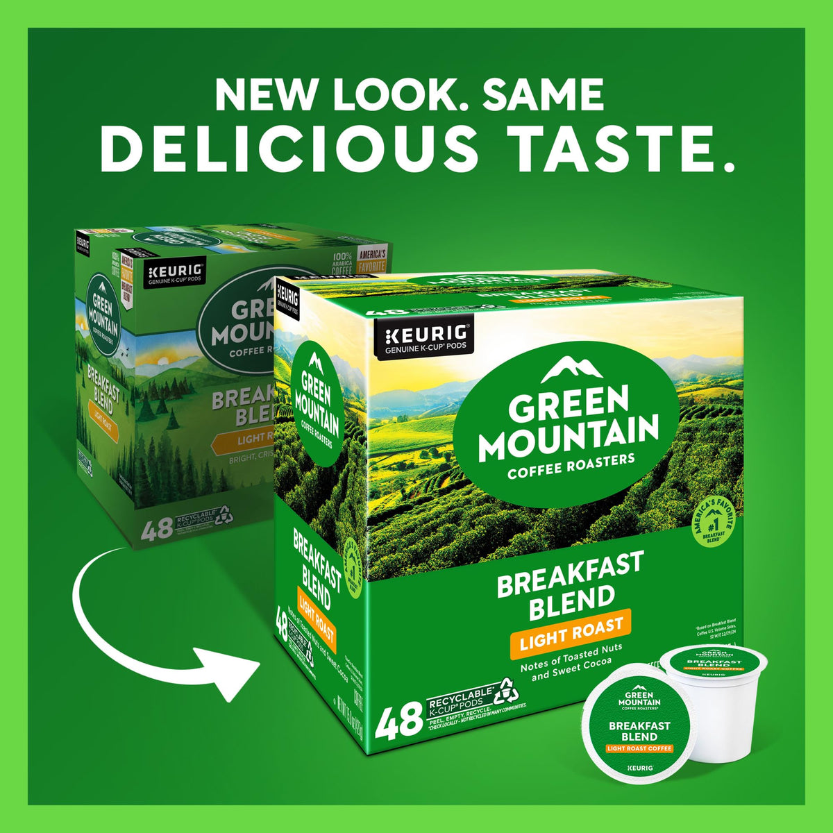 Green Mountain Coffee Roasters Breakfast Blend K-Cup Pods | Light Roast, 48 ct