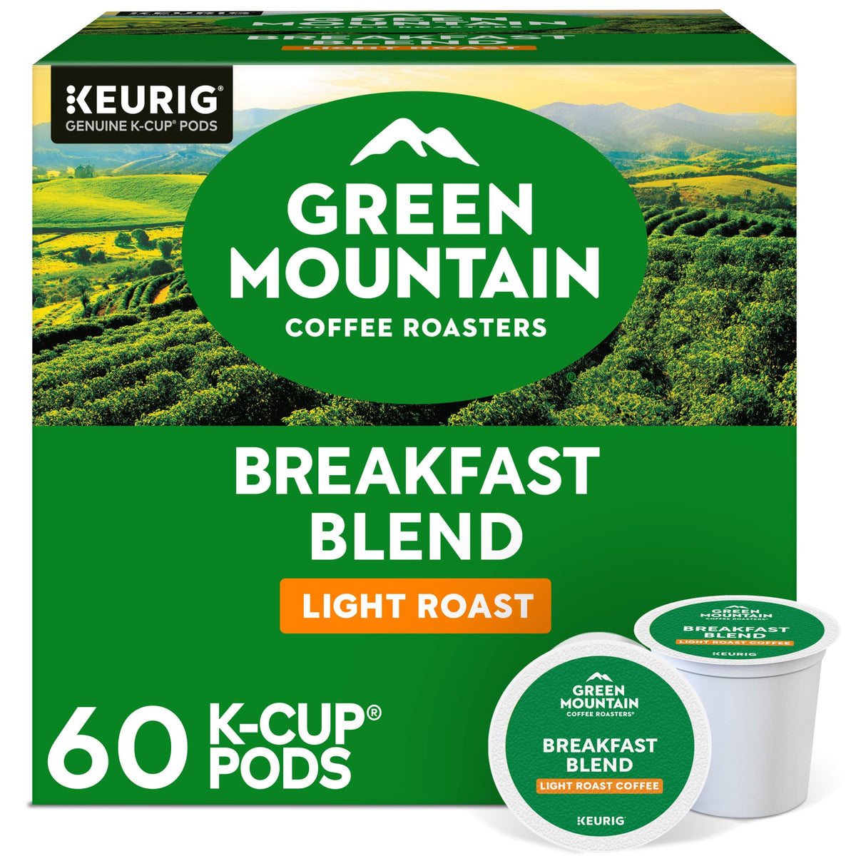 Green Mountain Coffee Roasters Breakfast Blend K-Cup Pods, 60 Count | 100% Arabica, Recyclable