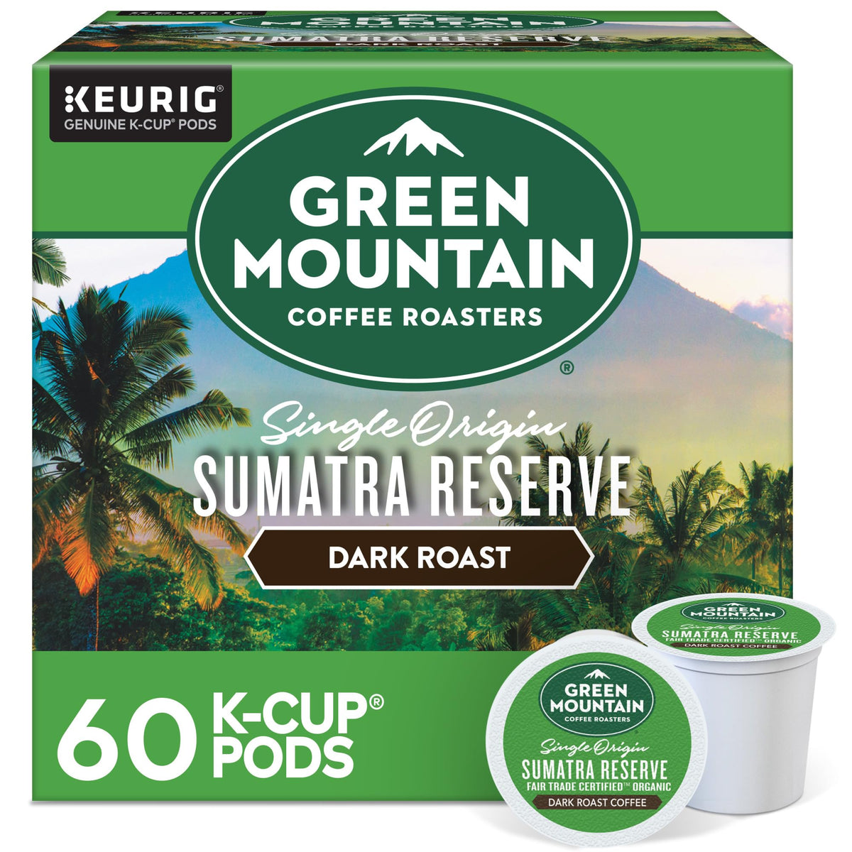Green Mountain Coffee Roasters Sumatra Reserve, 60ct K-Cup Pods — Single Origin Dark Roast