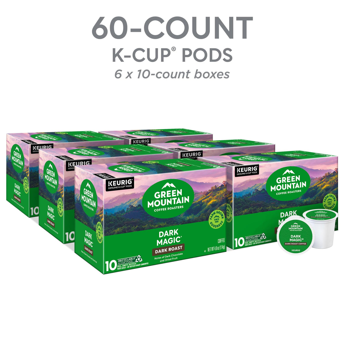 Green Mountain Coffee Roasters Dark Magic, 60 K-Cup Pods – Extra Bold Arabica