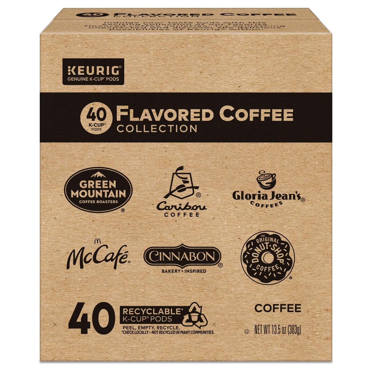 Keurig Flavored Coffee Variety Pack — 40 K-Cup Pods, 10 Flavors, 6 Brands