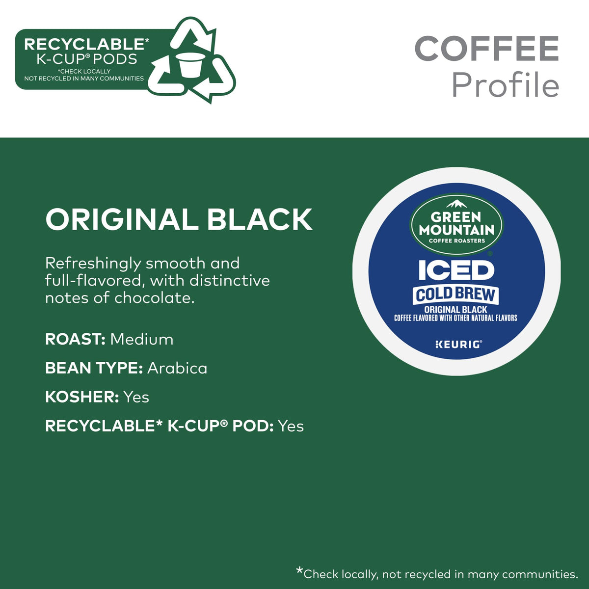 Green Mountain Coffee Roasters Original Black Iced Cold Brew K-Cup Pods, 60-Count Box