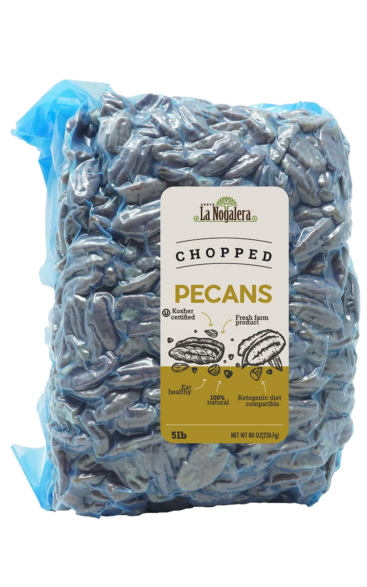 La Nogalera 5 lb Vacuum-Sealed Chopped Pecans – 100% Natural, Raw, Non-GMO, Kosher