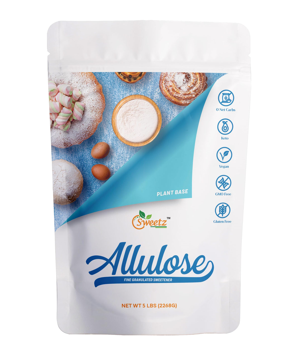 G-Sweetz Allulose All Purpose Sweetener — Zero Calorie, Keto-Friendly, 5-LB Bag