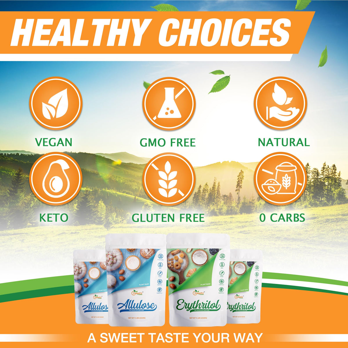 G-Sweetz Allulose All Purpose Sweetener — Zero Calorie, Keto-Friendly, 5-LB Bag