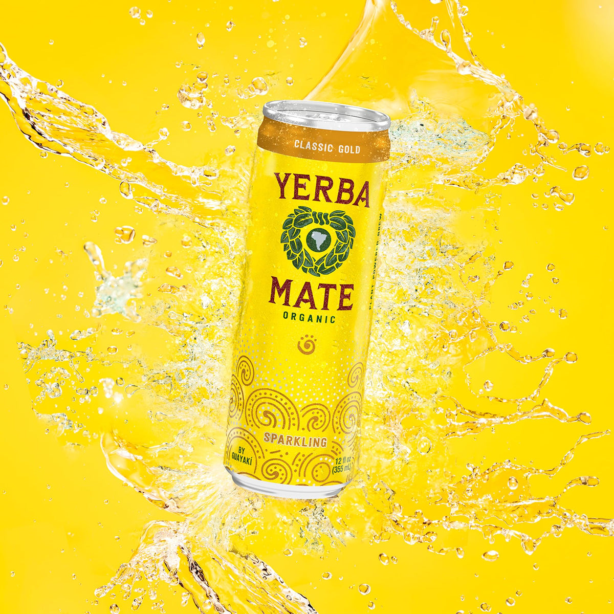 Guayaki Yerba Madre Classic Gold Sparkling Yerba Mate – 80 mg Caffeine, 12-Pack