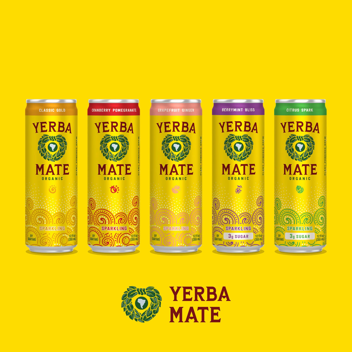 Guayaki Yerba Madre Classic Gold Sparkling Yerba Mate – 80 mg Caffeine, 12-Pack
