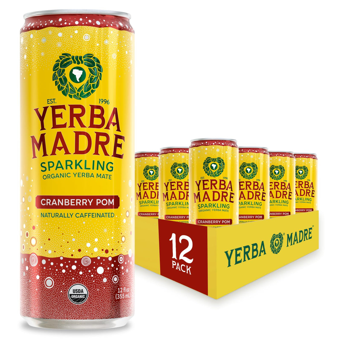 Guayaki Yerba Madre Organic Sparkling Yerba Mate Cranberry Pom – 12 Pack