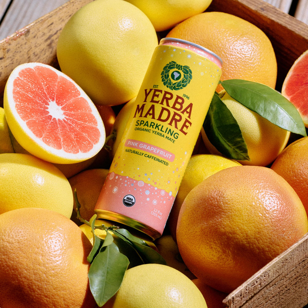 Guayaki Yerba Madre Organic Sparkling Yerba Mate — Pink Grapefruit, 115 mg Caffeine | 12oz Pack