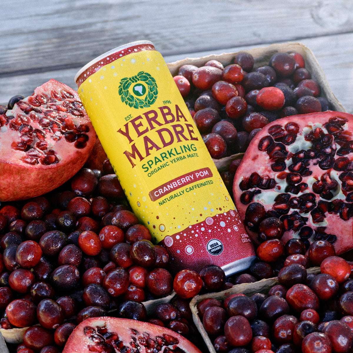 Guayaki Yerba Madre Organic Sparkling Yerba Mate Cranberry Pom – 12 Pack