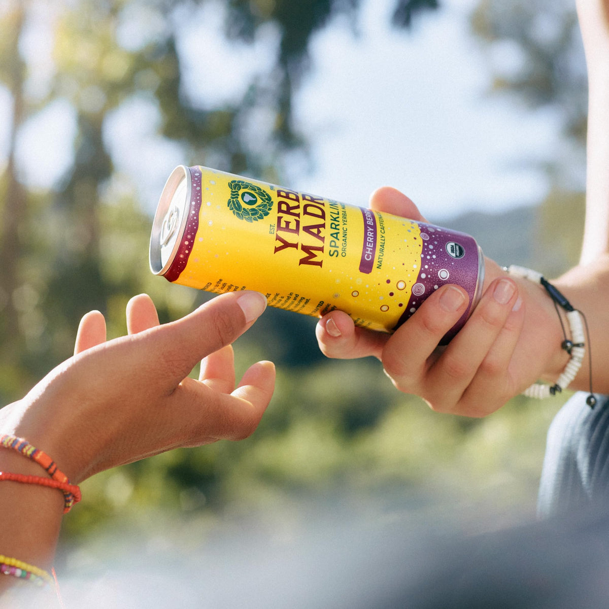 Guayaki Yerba Madre Organic Sparkling Yerba Mate Cherry Berry – 12 Pack, 115 mg Caffeine