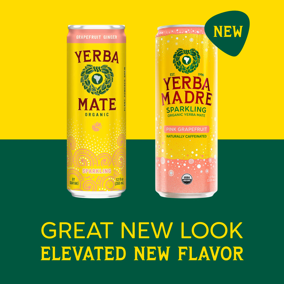 Guayaki Yerba Madre Organic Sparkling Yerba Mate — Pink Grapefruit, 115 mg Caffeine | 12oz Pack