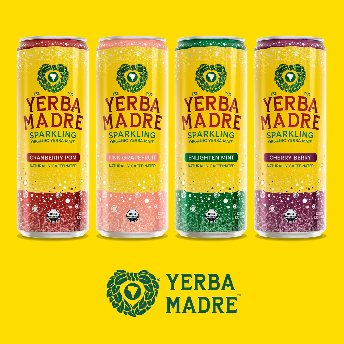Guayaki Yerba Madre Organic Sparkling Yerba Mate — Pink Grapefruit, 115 mg Caffeine | 12oz Pack