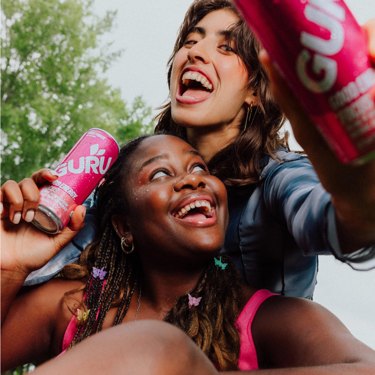 GURU Fruit Punch Organic Energy Drinks — 140 mg Natural Caffeine from Green Tea, Plant-Based, Vegan, Gluten-Free (12 Pack)