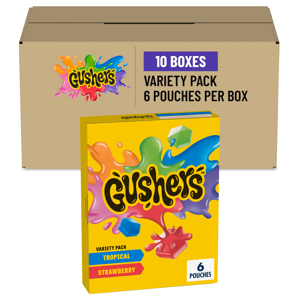 Gushers Fruit Snacks Variety Pack – Tropical & Strawberry, 10 Boxes