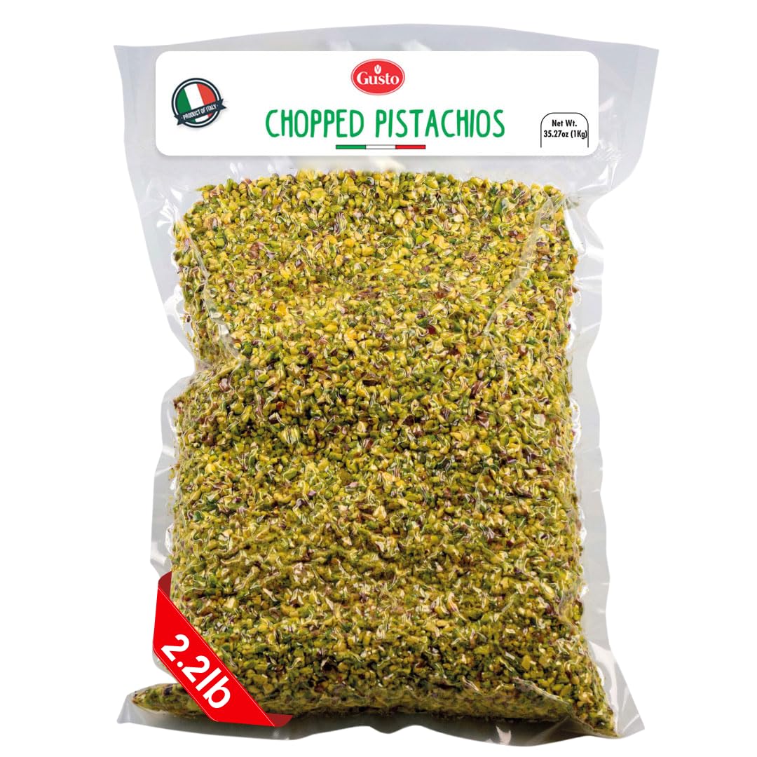 GUSTO ETNA Pistachios Chopped 1kg Bronte Sicilian Raw Pistachio Crumbles | Ice Cream Topping