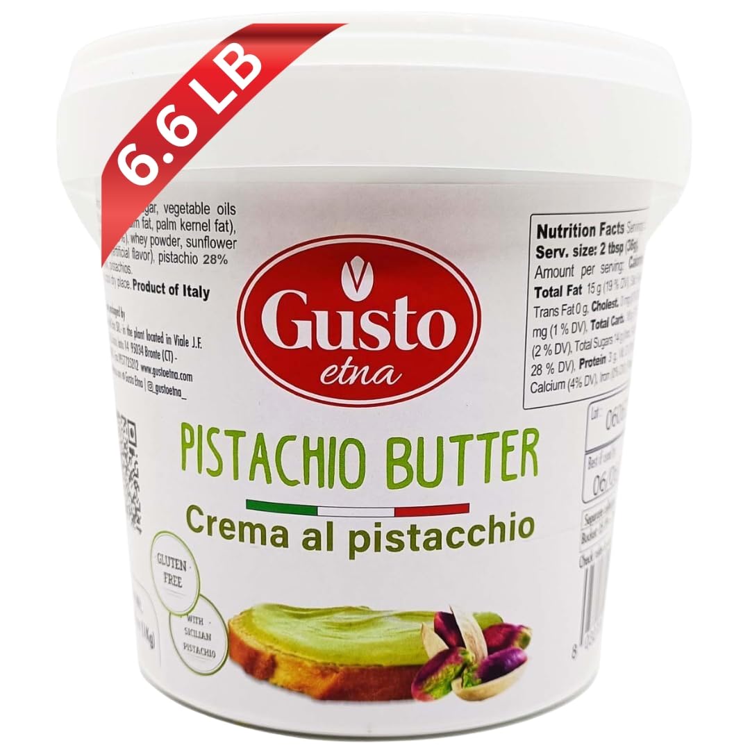 Gusto Etna Sweet Pistachio Butter Cream — 6.6 lb Bulk, 35% Pistachios