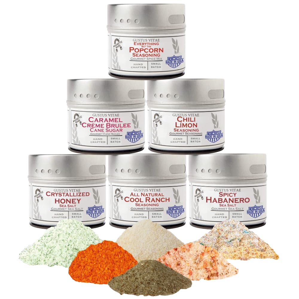 Gustus Vitae Ultimate Popcorn Seasoning Set - Six Gourmet All-Natural Blends | Hand Packed in USA
