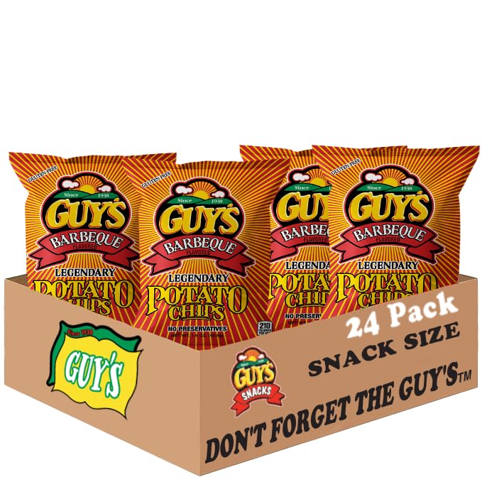 Guy's BBQ Potato Chips – Bold Smoky Flavor, Gluten-Free Snack Chips (1.5 oz bag, Pack of 24)
