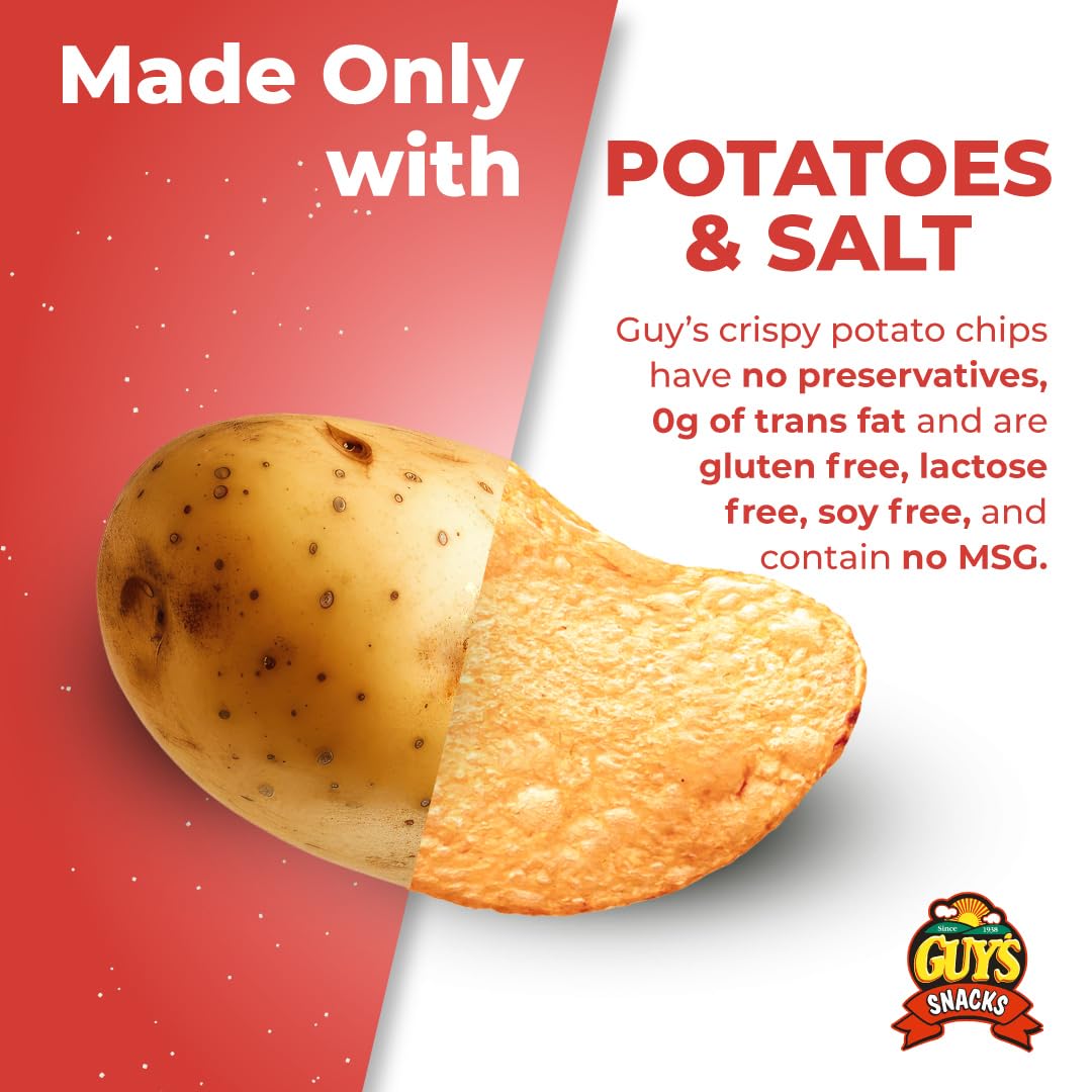 Guy's BBQ Potato Chips – Bold Smoky Flavor, Gluten-Free Snack Chips (1.5 oz bag, Pack of 24)