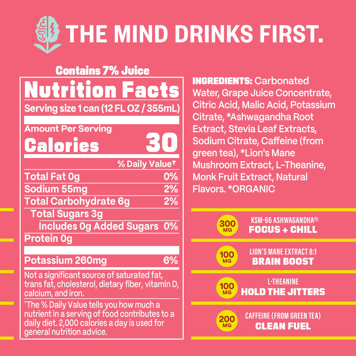GYM WEED Athletic Focus Drink – KSM-66 Ashwagandha, Lion's Mane, L-Theanine, Green Tea Caffeine, Rainbow Sherbet, 12 Pack