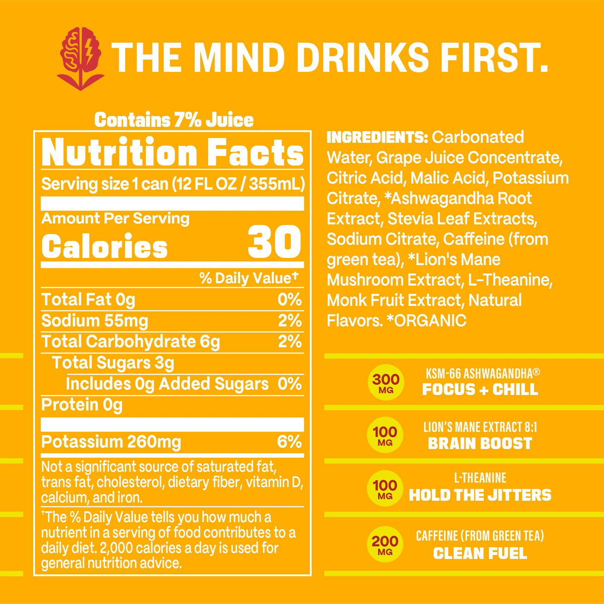 GYM WEED Athletic Focus Drink | KSM-66 Ashwagandha, Lion's Mane, L-Theanine, Green Tea Caffeine – Orange Guava (12 Pack)