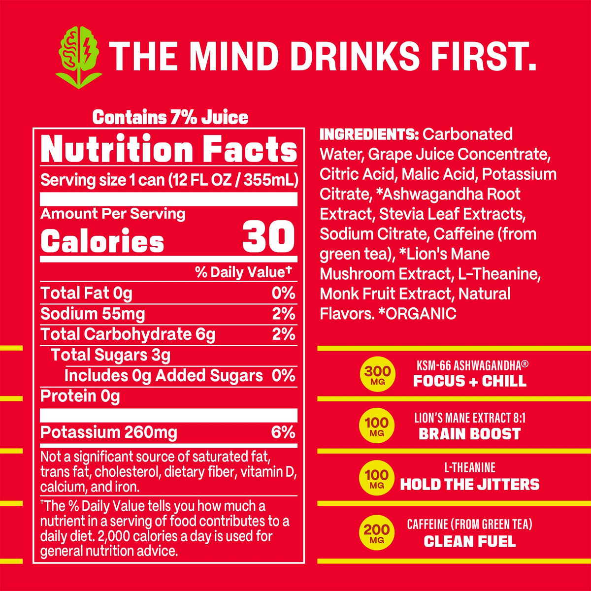 Gym Weed Athletic Focus Drink with KSM-66 Ashwagandha | Watermelon, 12 Pack