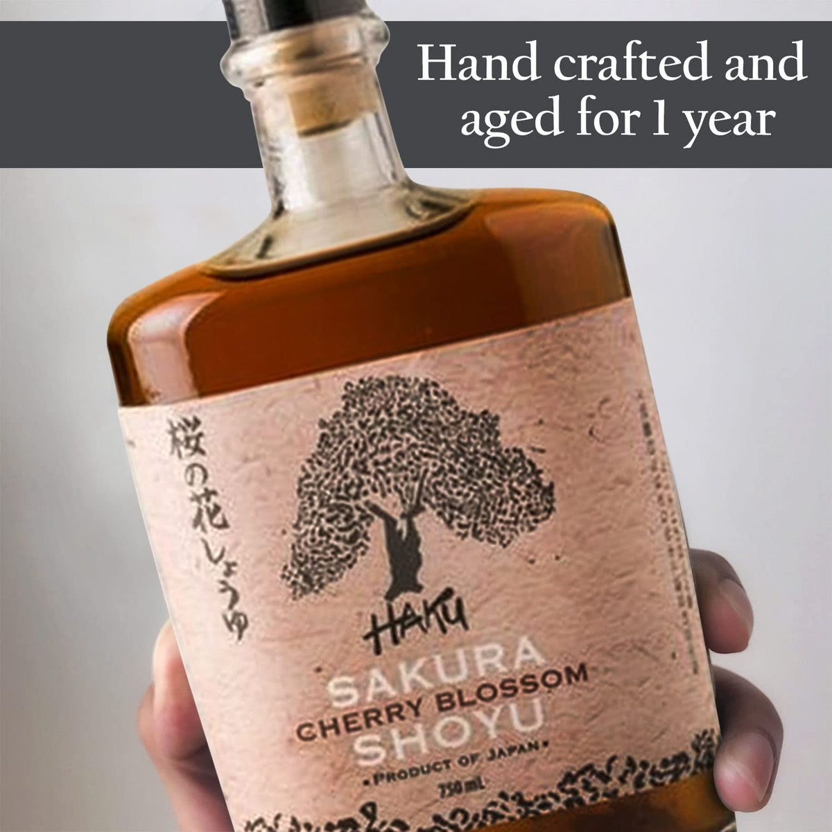 HAKU Sakura Cherry Blossom Shoyu Soy Sauce – 750ml, Handmade Japanese Barrel-Aged Light Soy Sauce