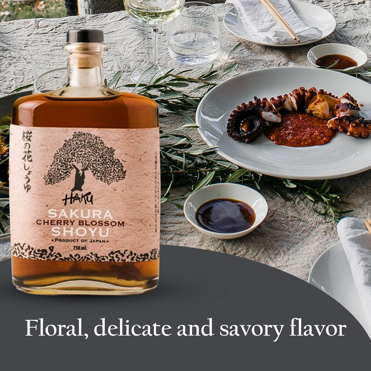 HAKU Sakura Cherry Blossom Shoyu Soy Sauce – 750ml, Handmade Japanese Barrel-Aged Light Soy Sauce
