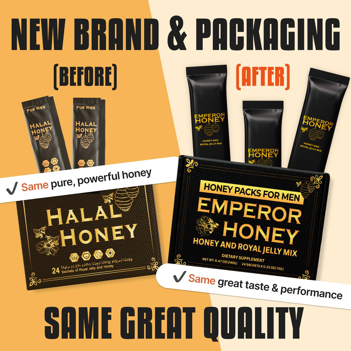 Halal Honey Extra Strength for Men – Raw Organic Honey with Royal Jelly & Bee Pollen | 24 Sachets
