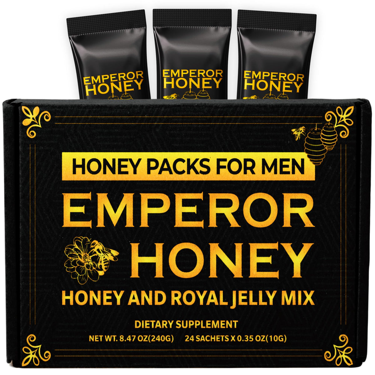 Halal Honey Extra Strength for Men – Raw Organic Honey with Royal Jelly & Bee Pollen | 24 Sachets