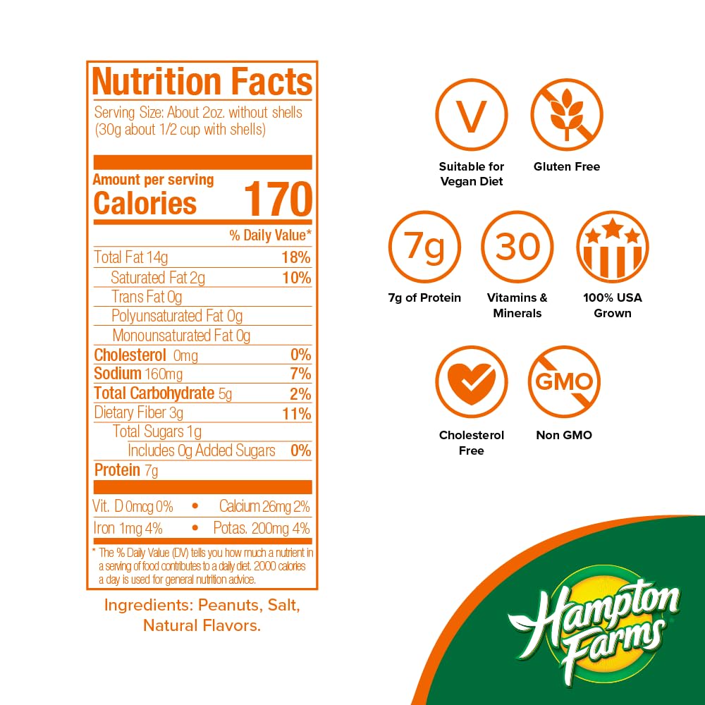 Hampton Farms Fancy Roasted In-Shell Cajun Peanuts – USA Grown, All-Natural – 10 oz Bags (6 Pack)