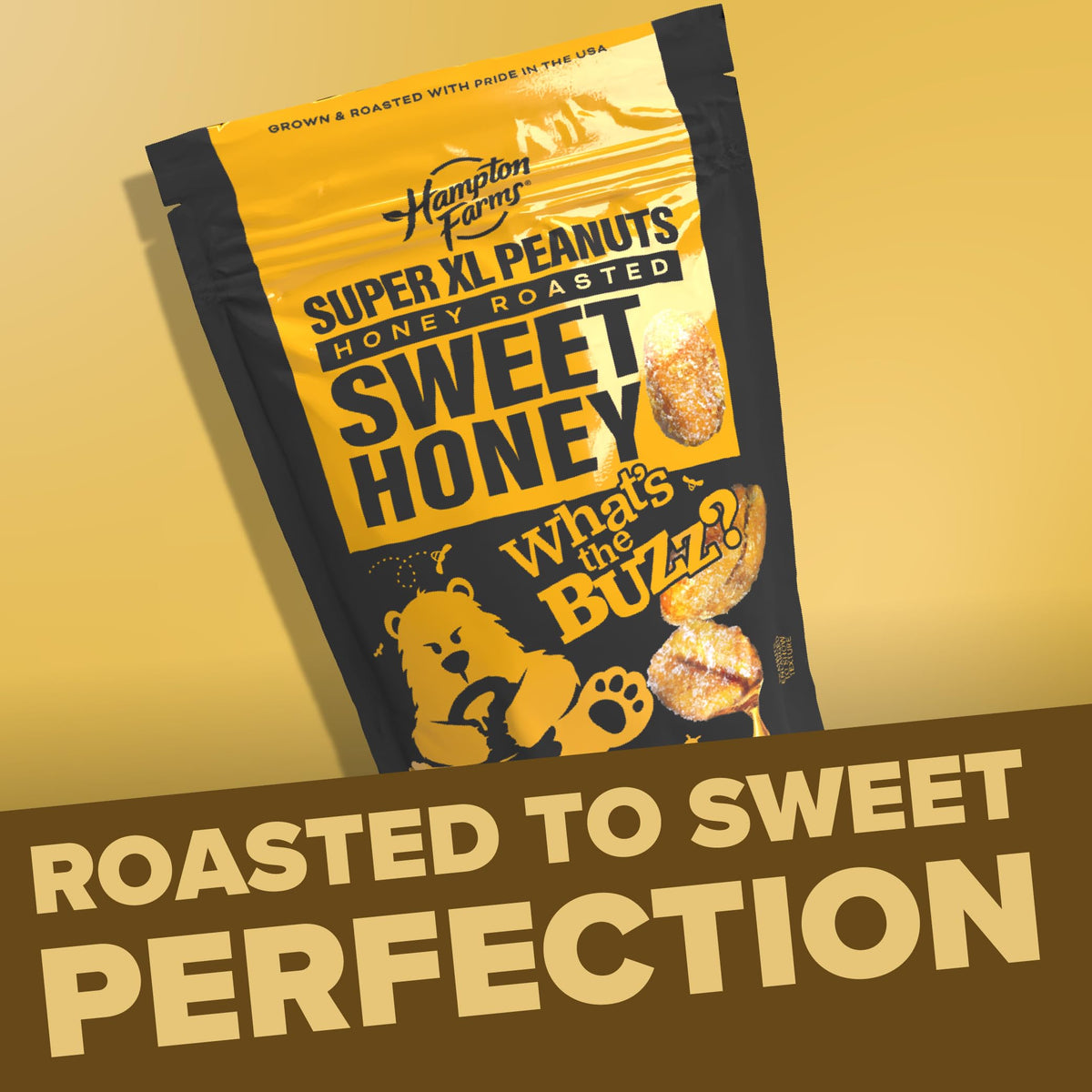 Hampton Farms Super Extra-Large Sweet Honey Roasted Peanuts – 40 oz Resealable Bag, 2-Pack