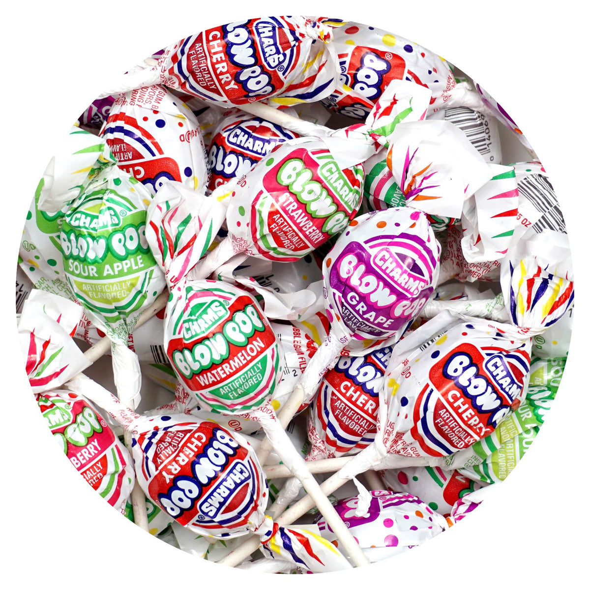 Charms Blow Pops 5lb Bulk Bag – Assorted Fruit Flavored Bubble Gum Lollipops | The Hampton Popcorn Company