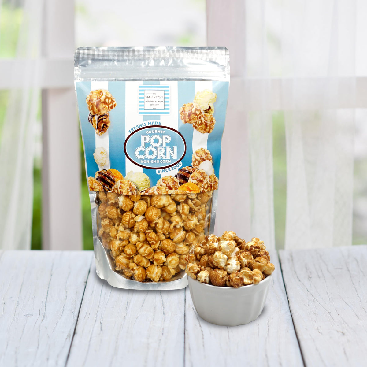 The Hampton Popcorn Company Caramel Popcorn – 9.5 oz Bags (6-Pack), Fresh Gourmet Snack