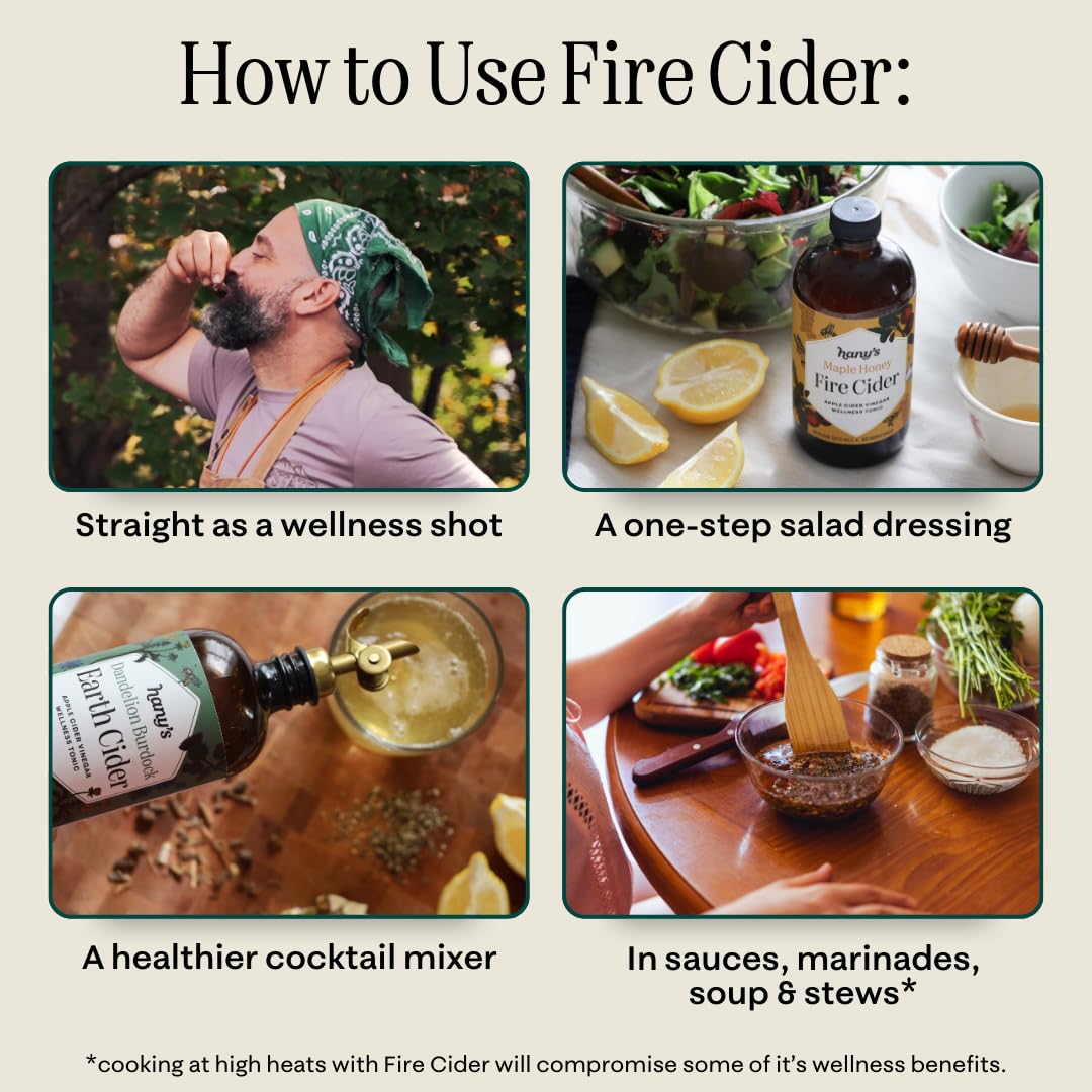 Hany's Harvest Unsweetened Fire Cider – 16oz Glass Bottle | All-Natural, Small-Batch, Non-GMO & Gluten-Free
