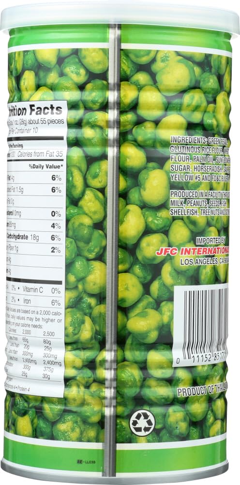 HAPI Hot Wasabi Peas - 9.9 oz Tin (Pack of 4) Crunchy Wasabi Snack