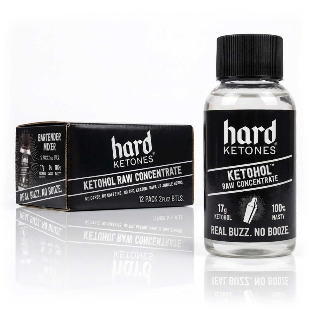 Hard Ketones Raw Ketohol Concentrate – Alcohol Alternative with 17g Ketohol | Travel-Size 2oz Bottle (12 Pack)