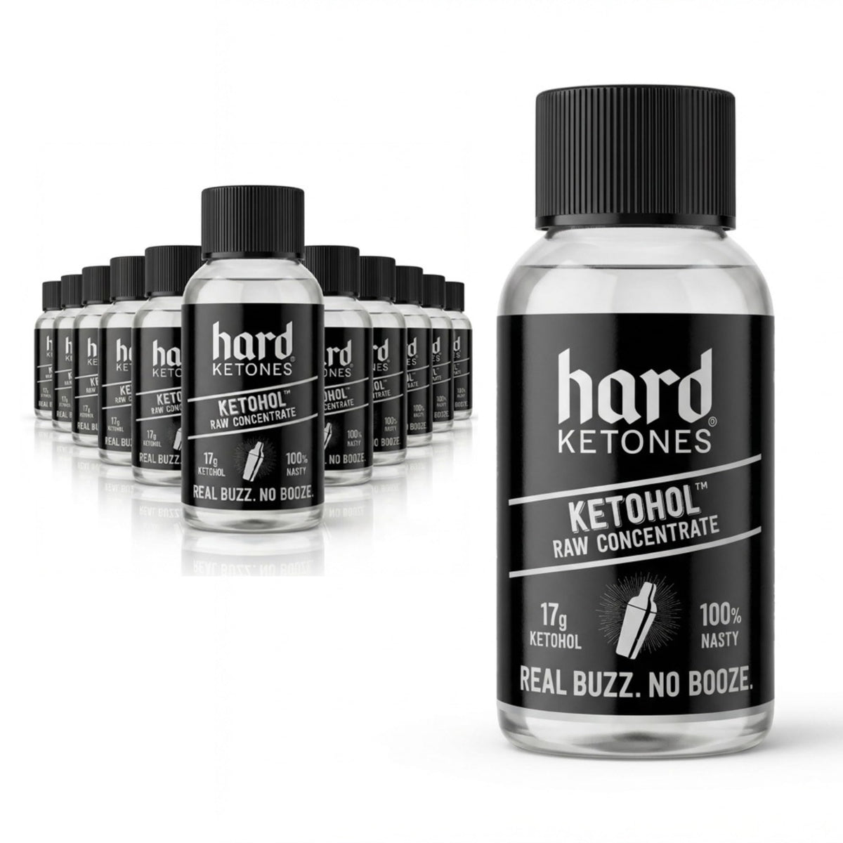 Hard Ketones Raw Ketohol Concentrate – Alcohol Alternative with 17g Ketohol | Travel-Size 2oz Bottle (12 Pack)