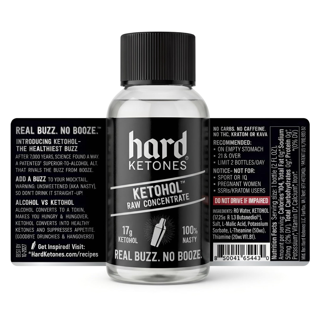 Hard Ketones Raw Ketohol Concentrate – Alcohol Alternative with 17g Ketohol | Travel-Size 2oz Bottle (12 Pack)