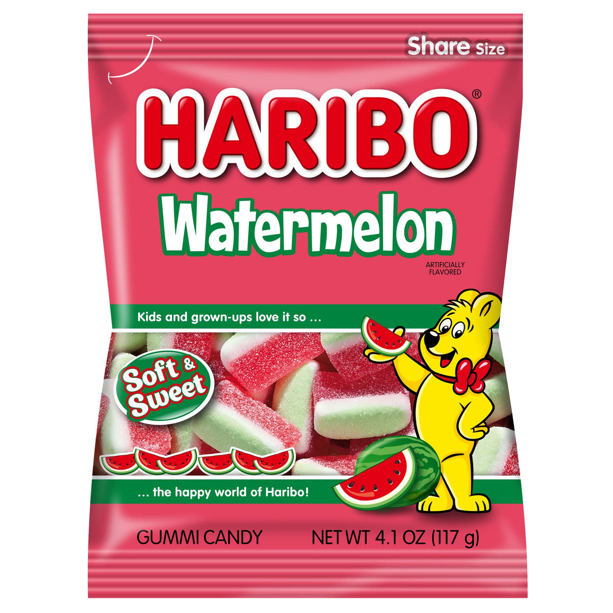 HARIBO Watermelon Gummy Candy – 4.1 oz Bags (Pack of 12) Soft, Juicy, Fruity