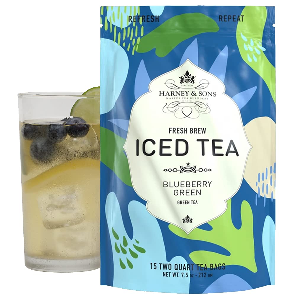 Harney & Sons Blueberry Green Fresh Brew Iced Tea | 15ct, Brews Up to 30 Quarts