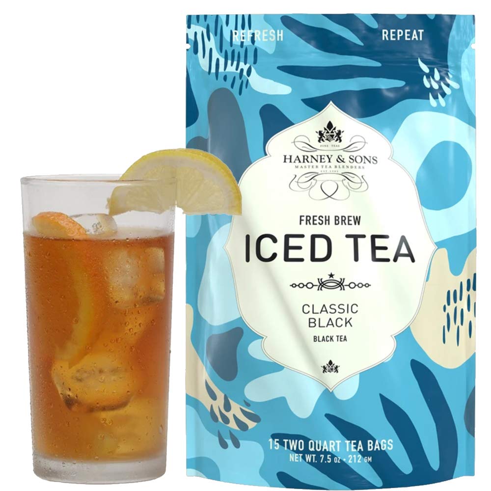 Harney & Sons Organic Black Fresh Brew Iced Tea | 15-Count Pouches, Brews Up to 30 Quarts
